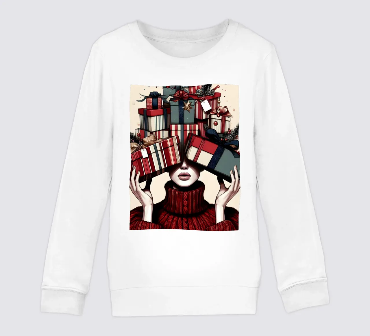GESCHENKE VERPACKEN ZU WEIHNACHTEN Kinder Sweatshirt von ARTOMATIC