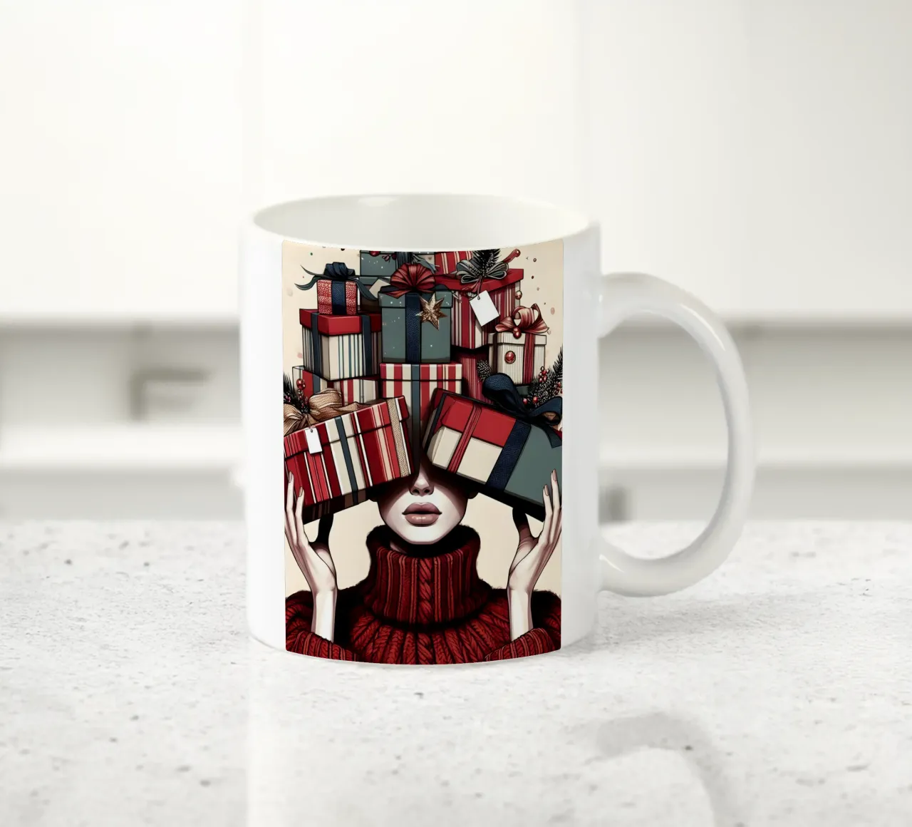 GESCHENKE VERPACKEN ZU WEIHNACHTEN Keramik Tasse von ARTOMATIC