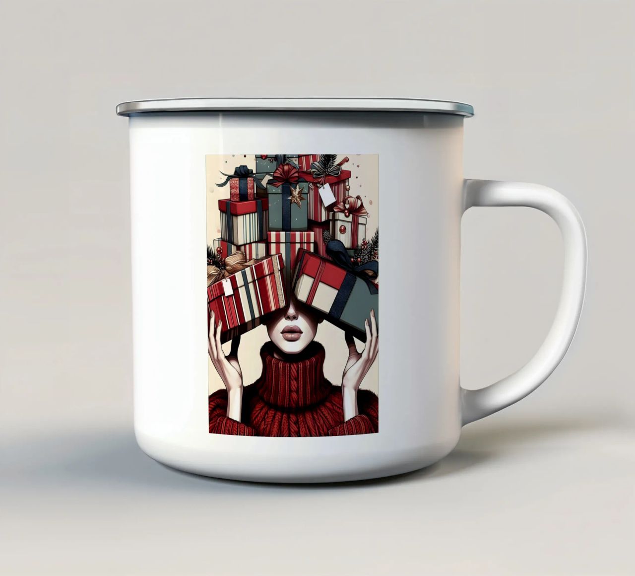 KERSTCADEAUS INPAKKEN emaille mok van ARTOMATIC