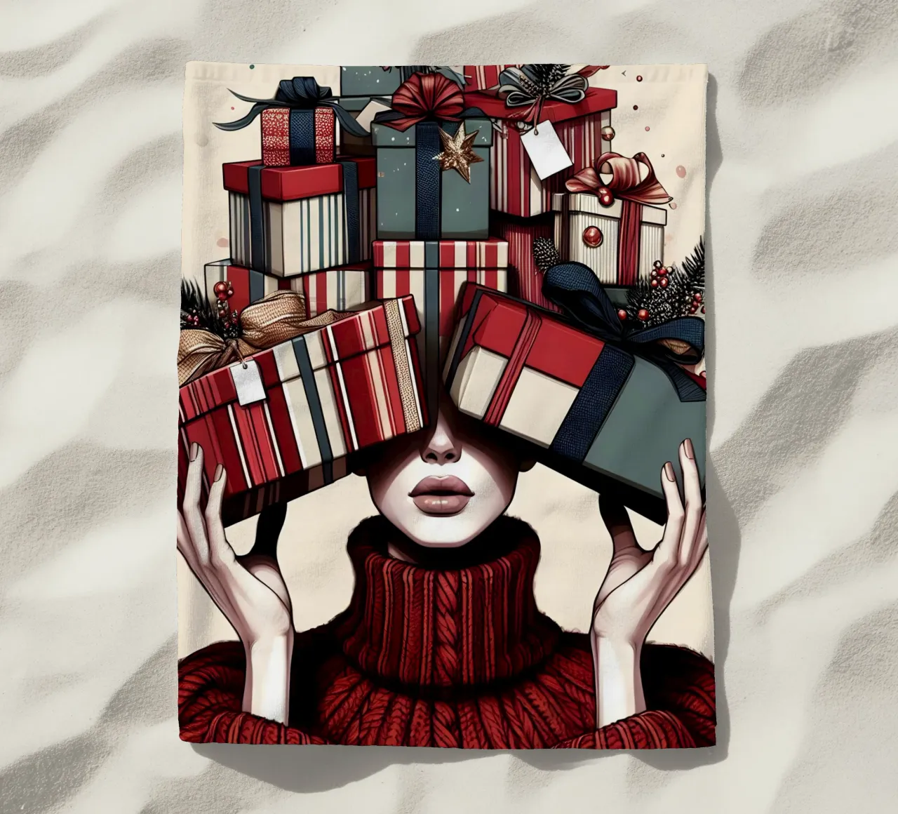 GESCHENKE VERPACKEN ZU WEIHNACHTEN Strandtuch von ARTOMATIC