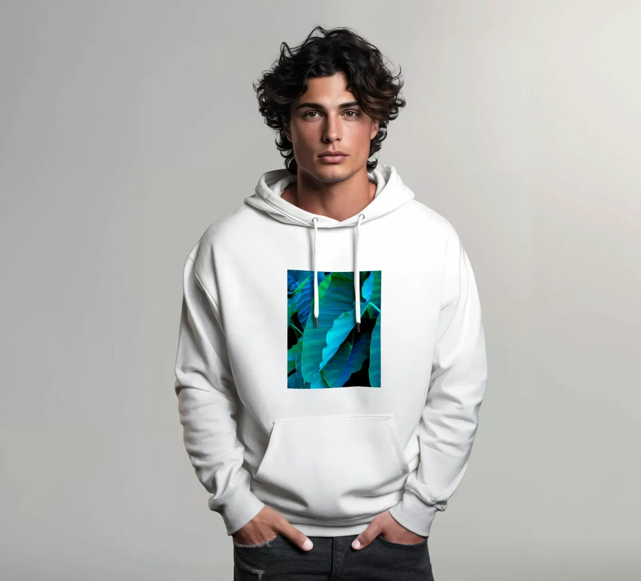 hojas de ñame y sus matices sudadera con capucha de Teresa André