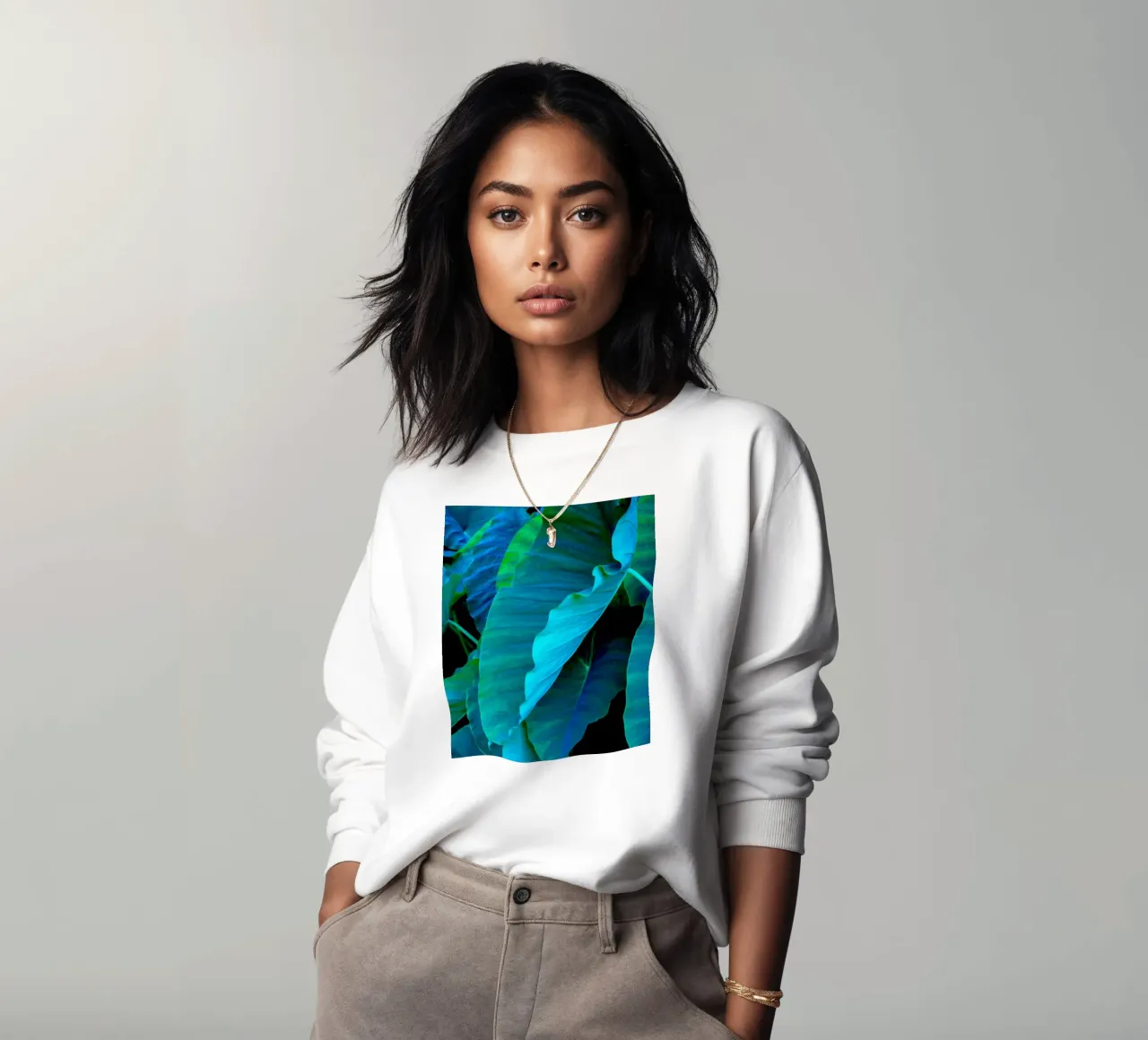 hojas de ñame y sus matices sudadera de Teresa André