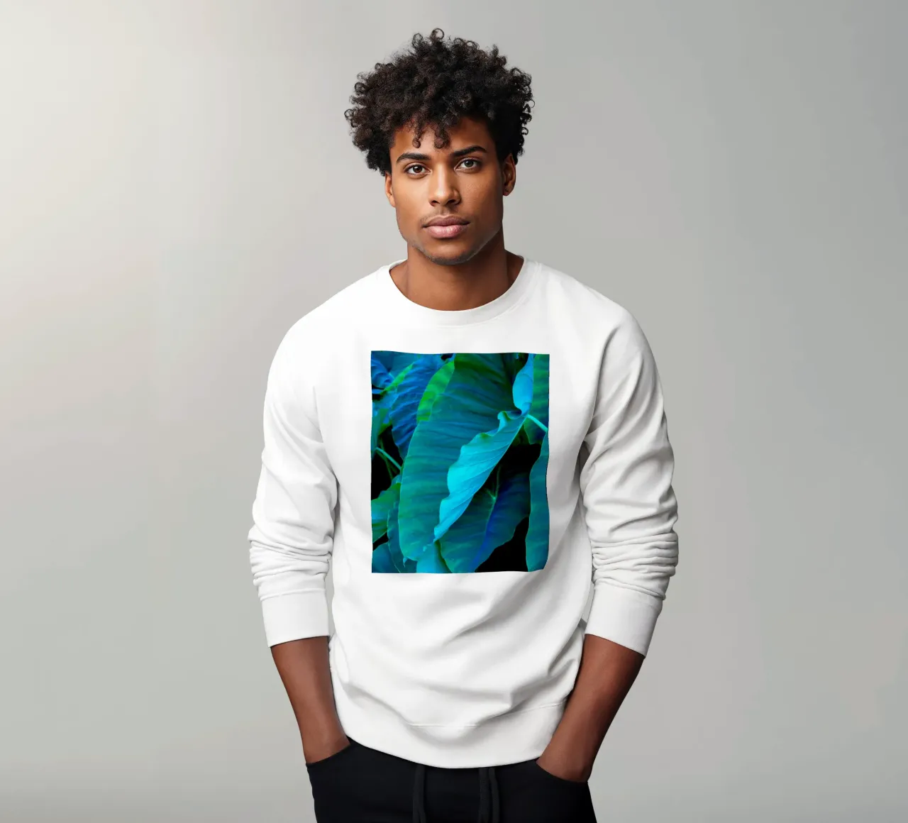 hojas de ñame y sus matices sudadera de Teresa André