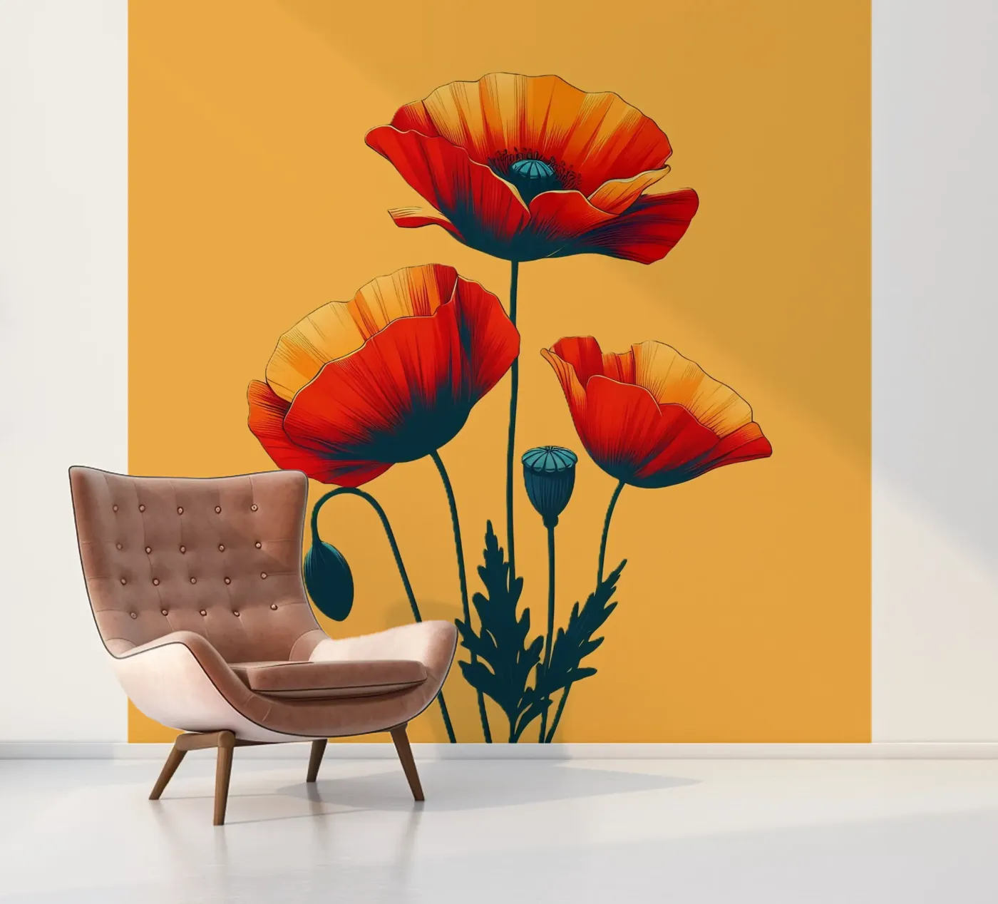 Klaprozen fotobehang van Digital Naive