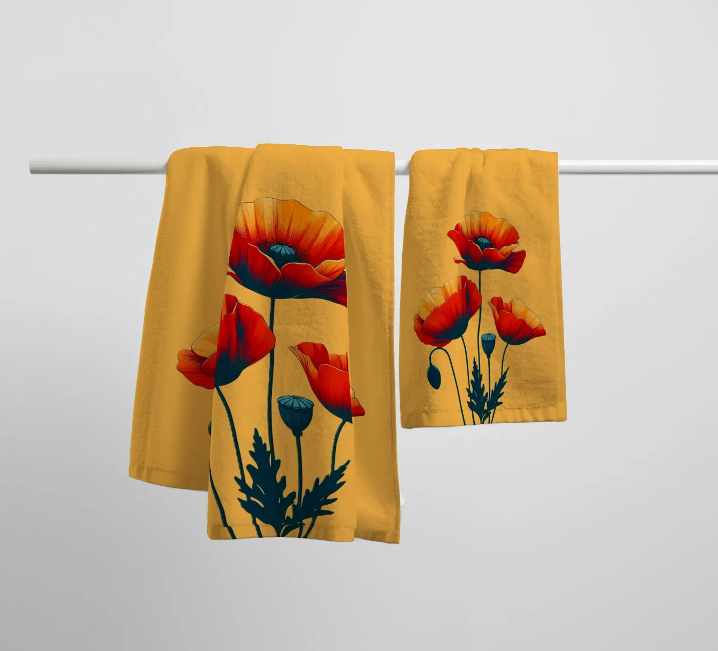 Klaprozen badhanddoek van Digital Naive