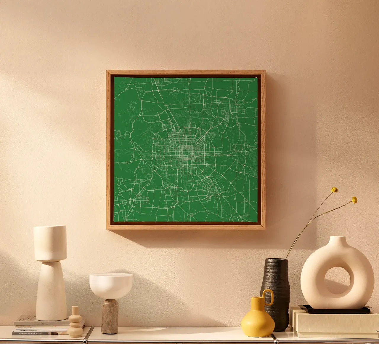 Bejing Green tela con Cornice a cassetta da Urban Maps