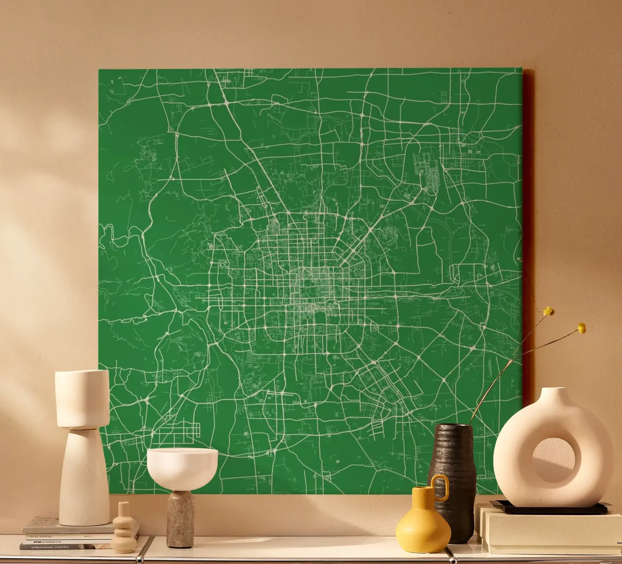 Bejing Green tela con Cornice a cassetta da Urban Maps