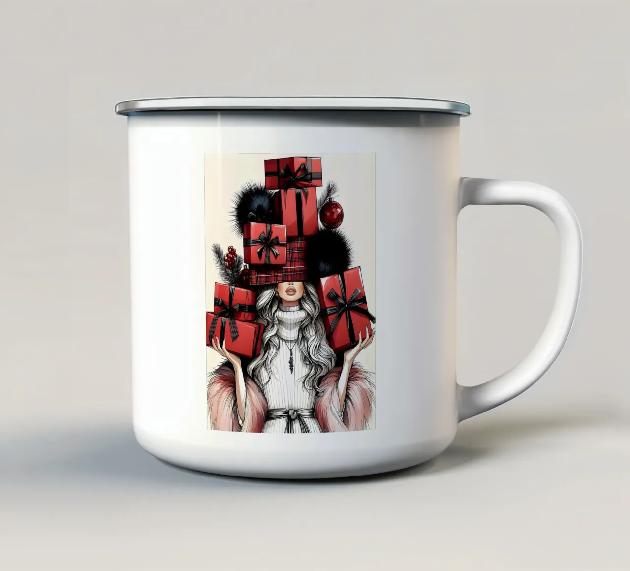 SHOPPING NATALIZIO tazza in smalto da ARTOMATIC