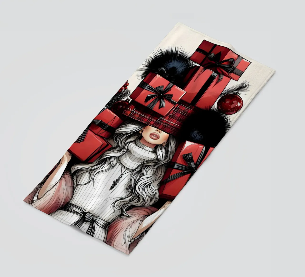 CHRISTMAS SHOPPING beach towel by ARTOMATIC