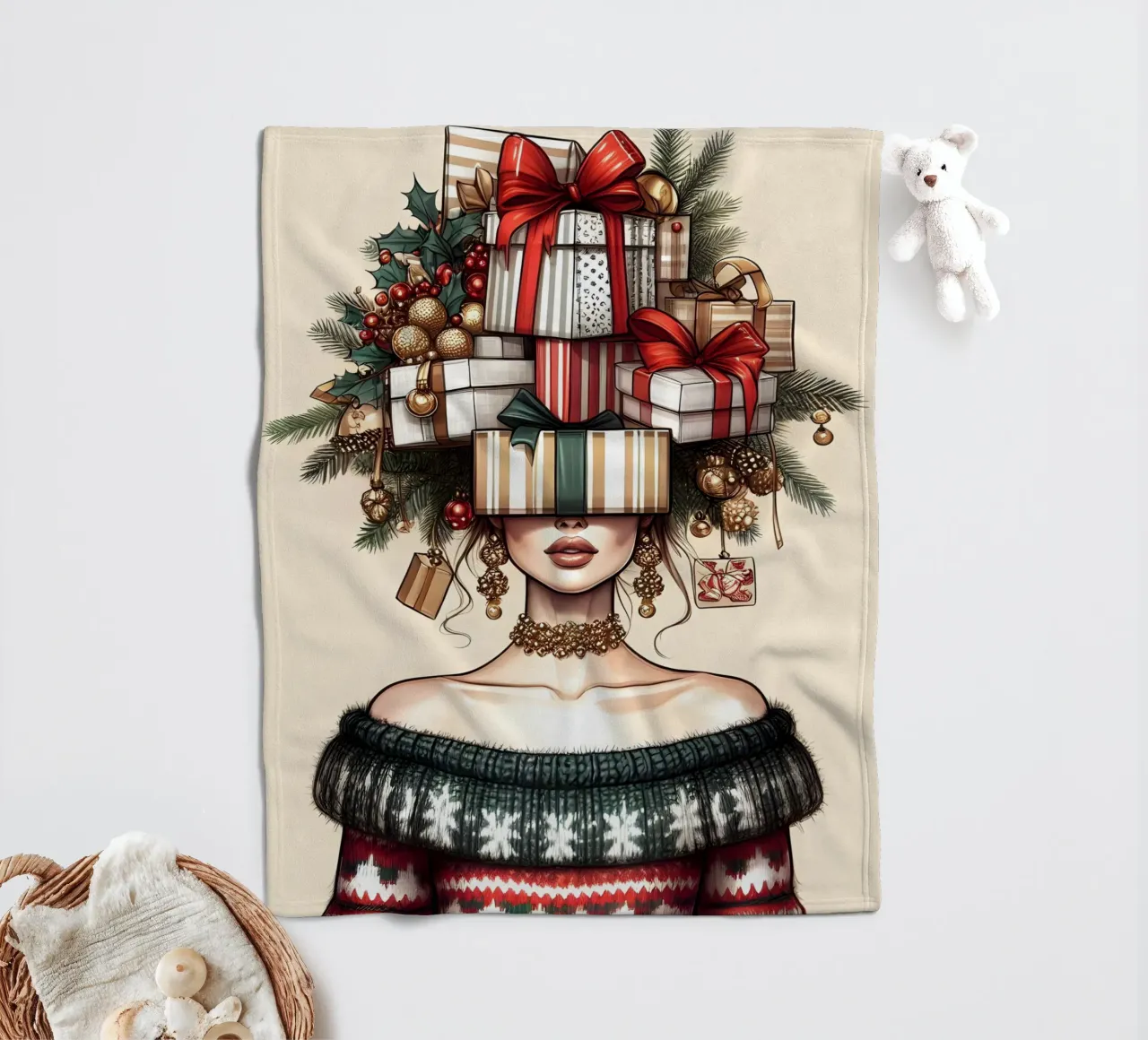 WEIHNACHTSPULLI Fleecedecke von ARTOMATIC