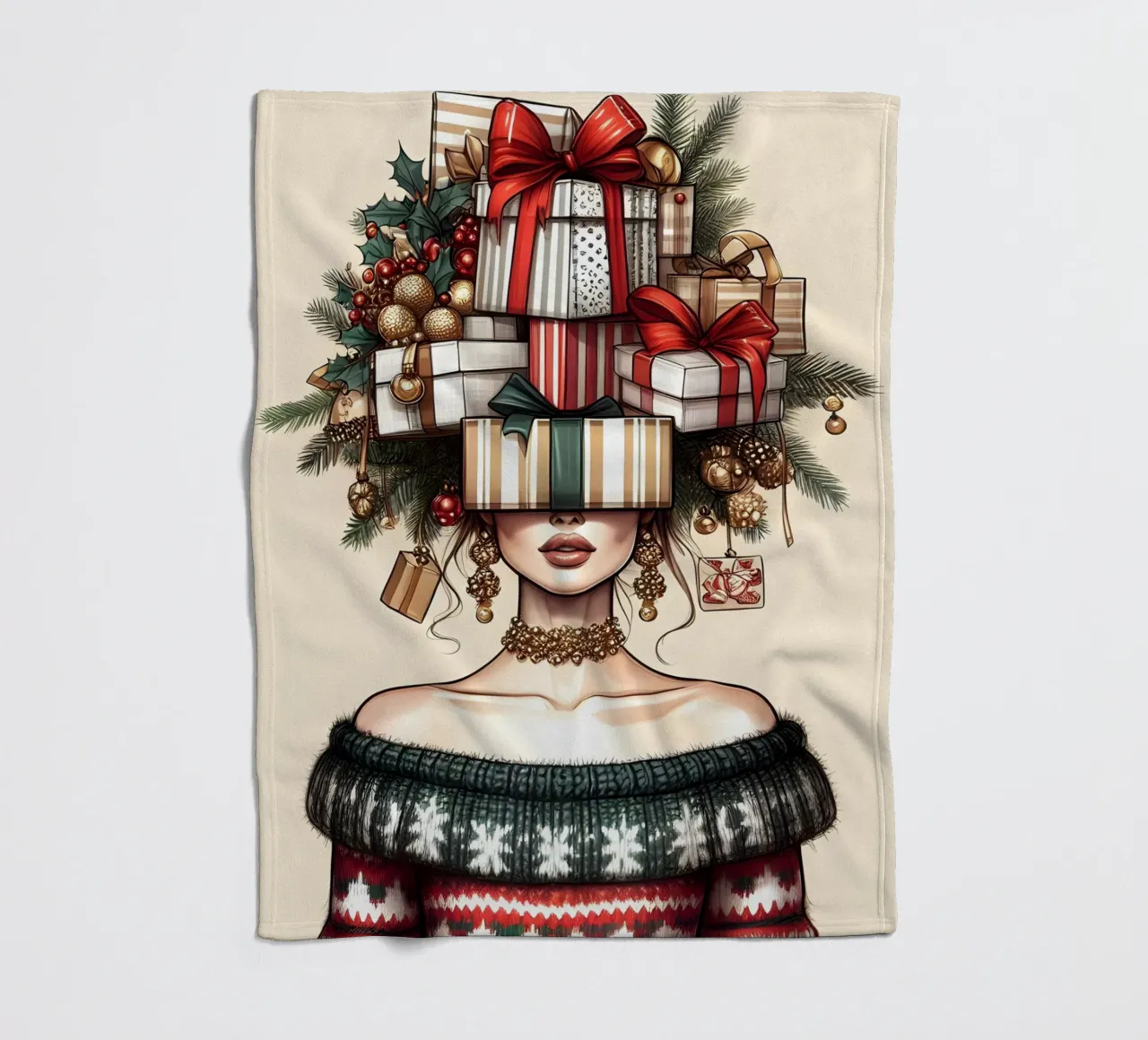 MAGLIONE DI NATALE coperta in pile da ARTOMATIC
