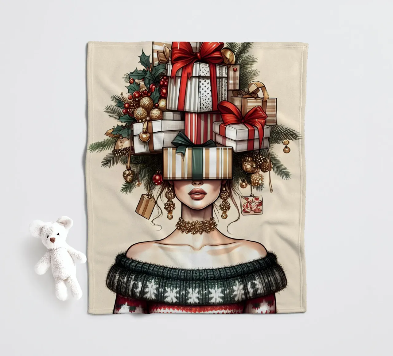 WEIHNACHTSPULLI Fleecedecke von ARTOMATIC