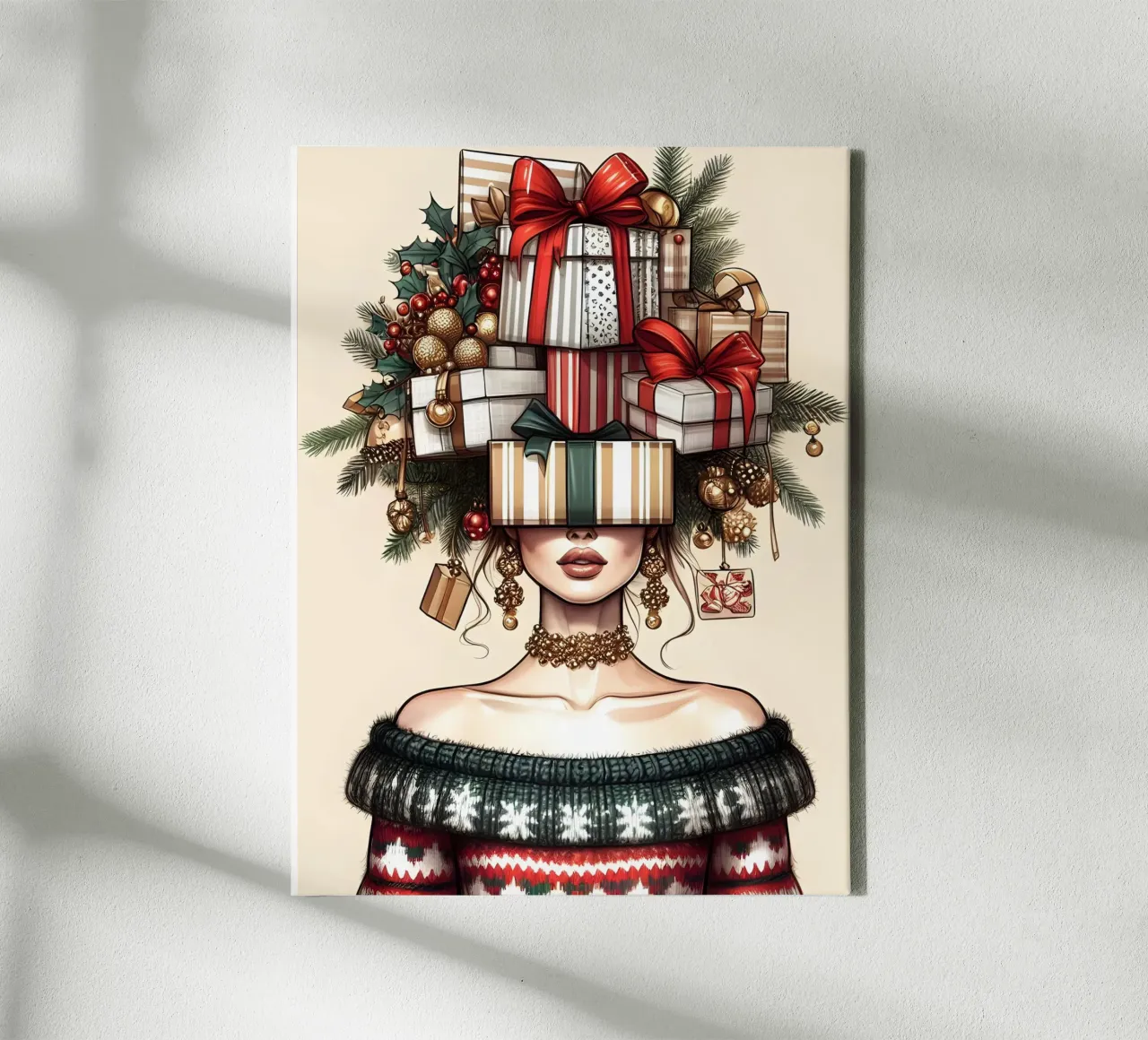 JERSEY DE NAVIDAD lienzo con Marco flotante de ARTOMATIC