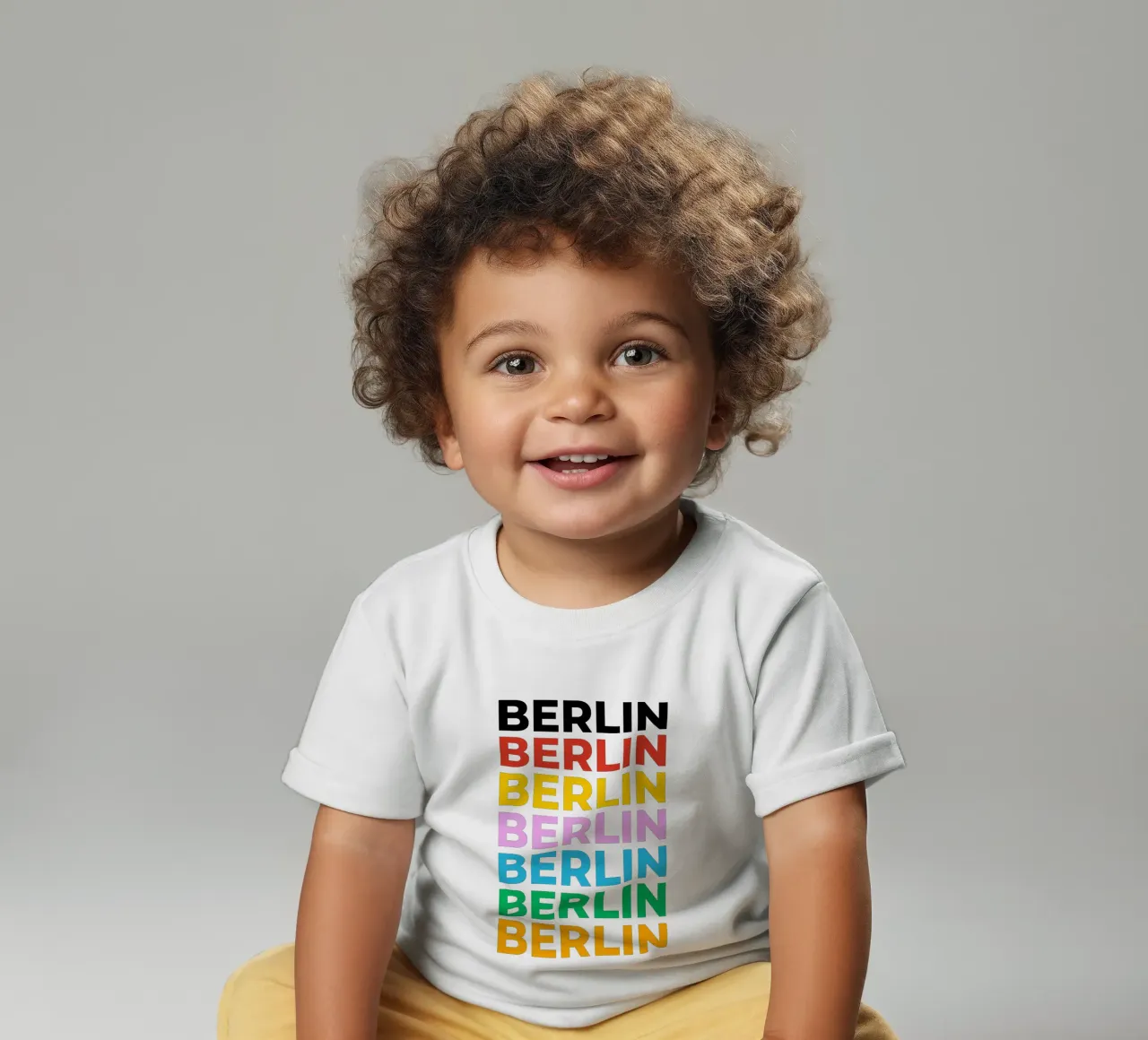 Design tipografico berlinese con lettere colorate maglietta neonato da Berlin Moments