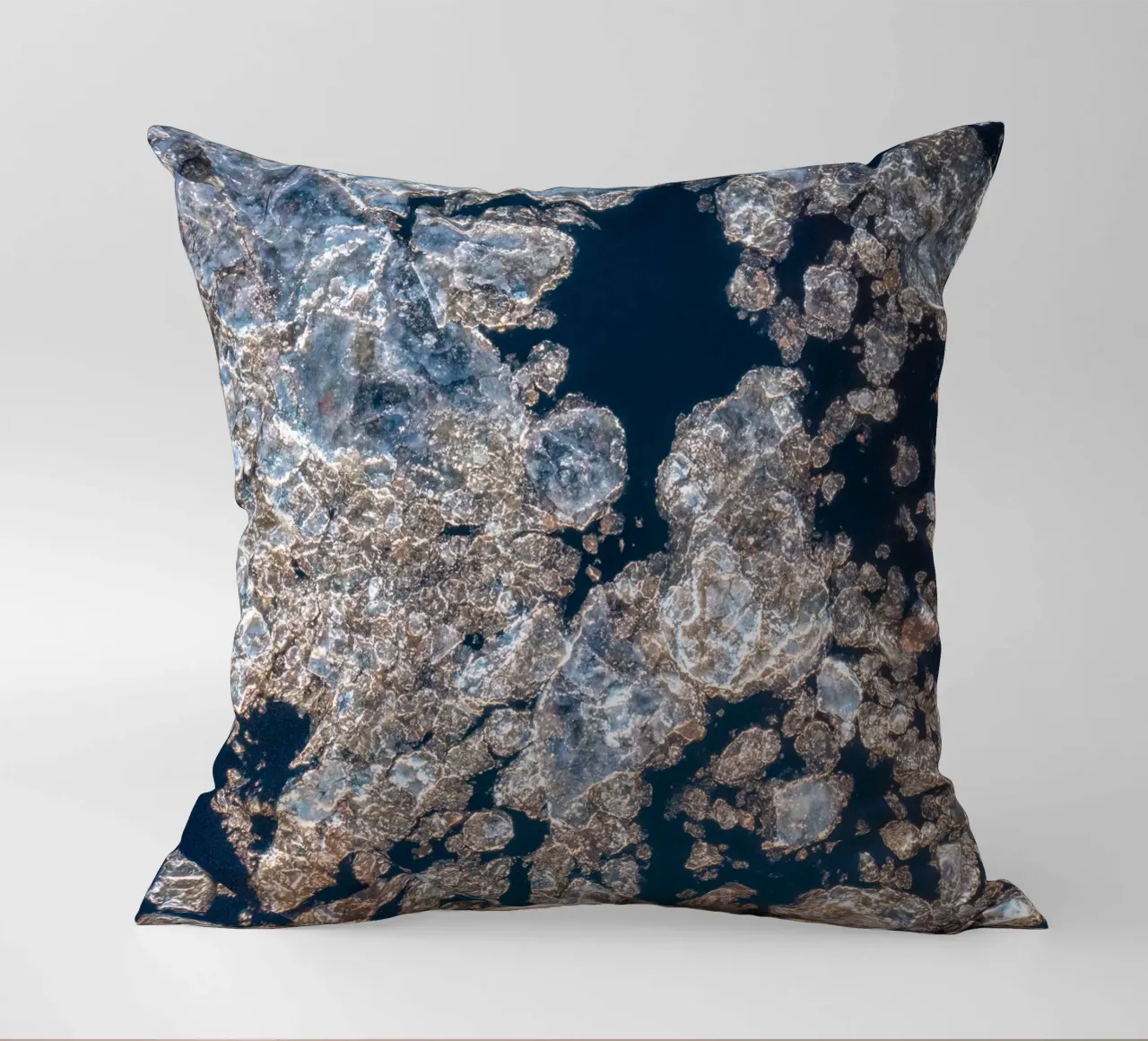 Ice gold abstract - Elegant winter design decorative cushion by Whole©