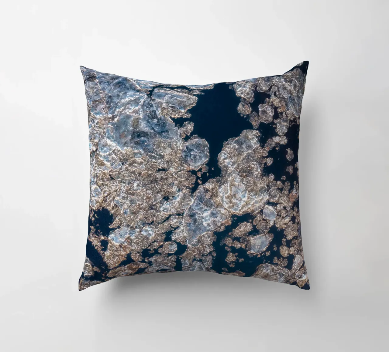 Ice gold abstract - Elegant winter design decorative cushion by Whole©