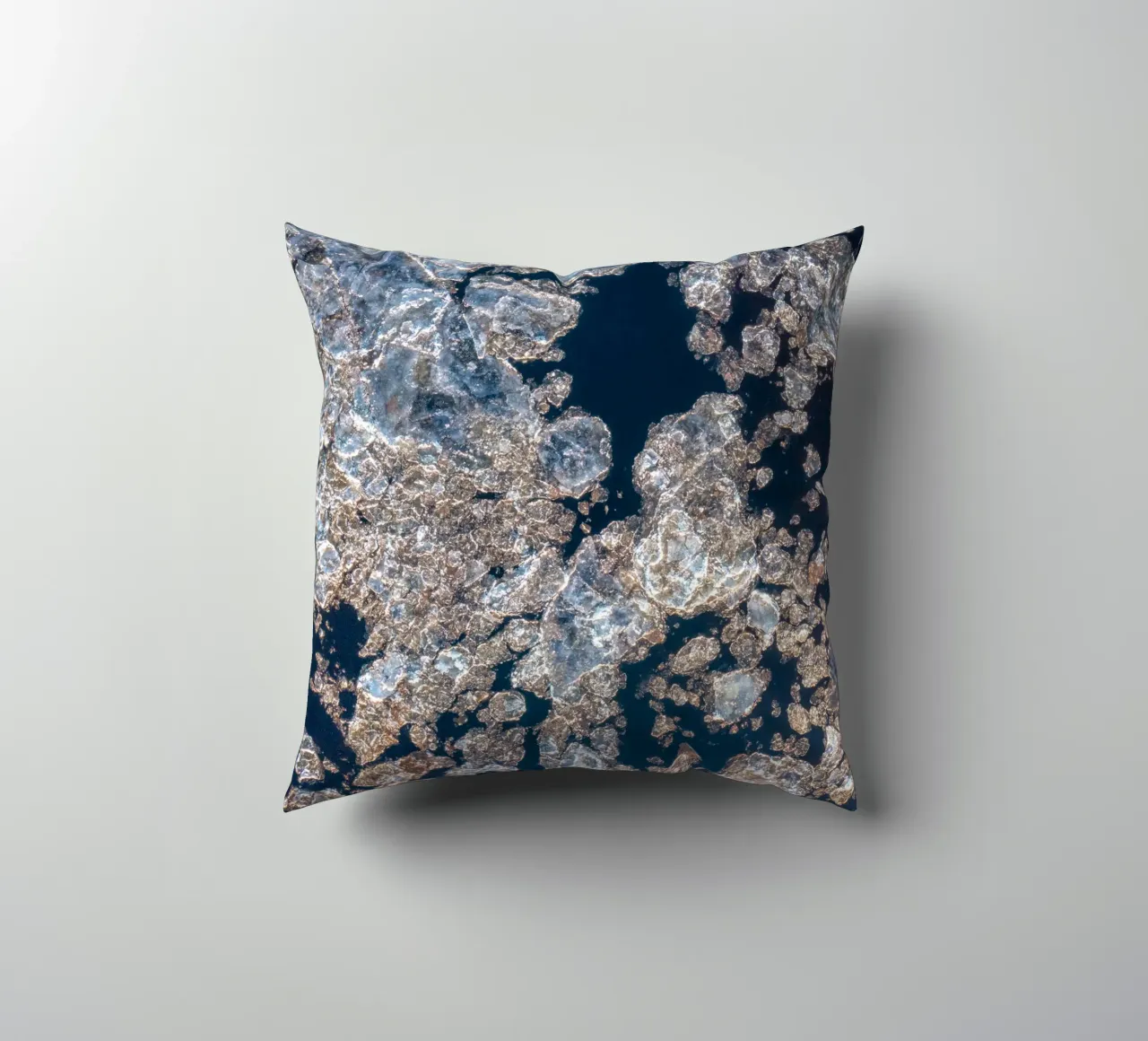 Ice gold abstract - Elegant winter design decorative cushion by Whole©