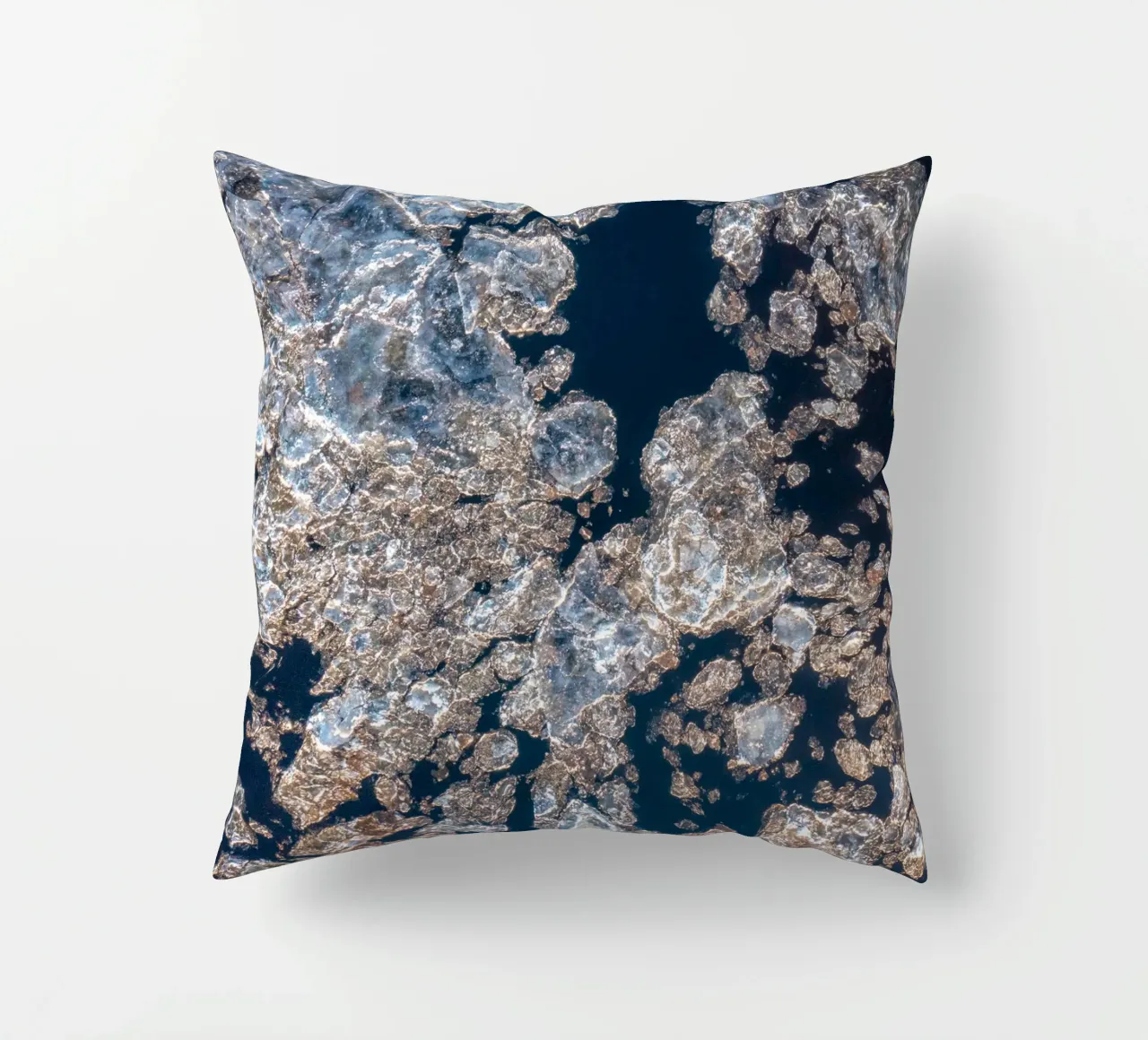 Ice gold abstract - Elegant winter design decorative cushion by Whole©