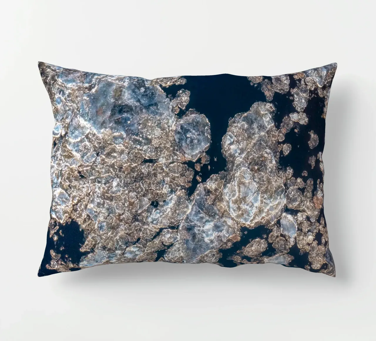 Ice gold abstract - Elegant winter design decorative cushion by Whole©