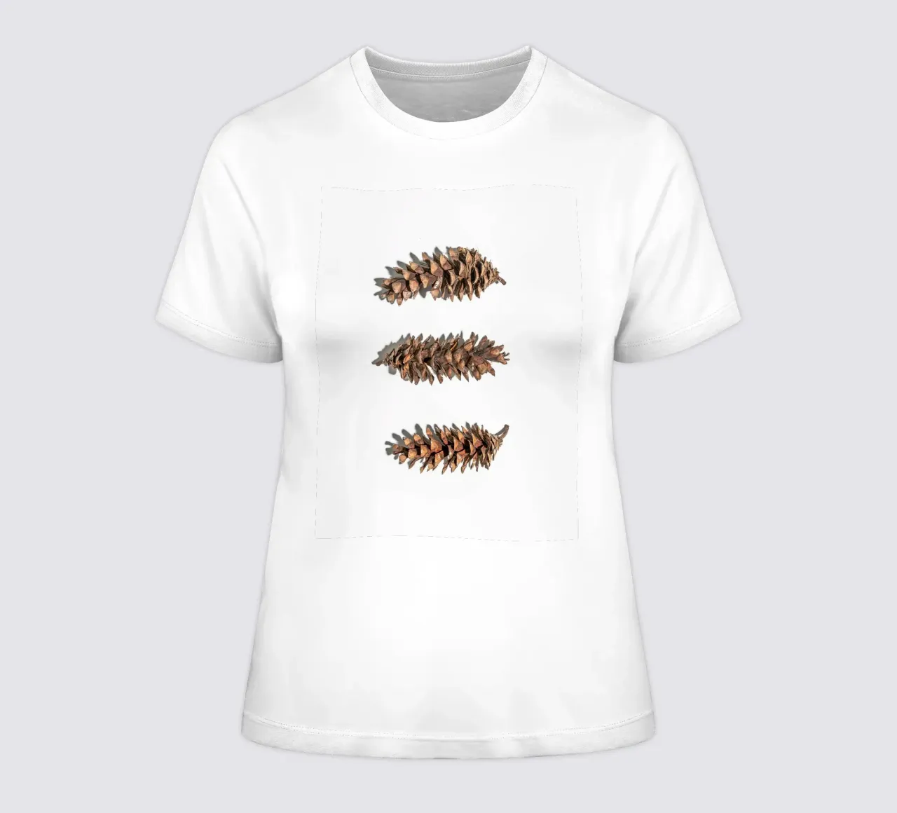 Pine cone art - Minimalist nature design women's fitted t-shirt by Whole©