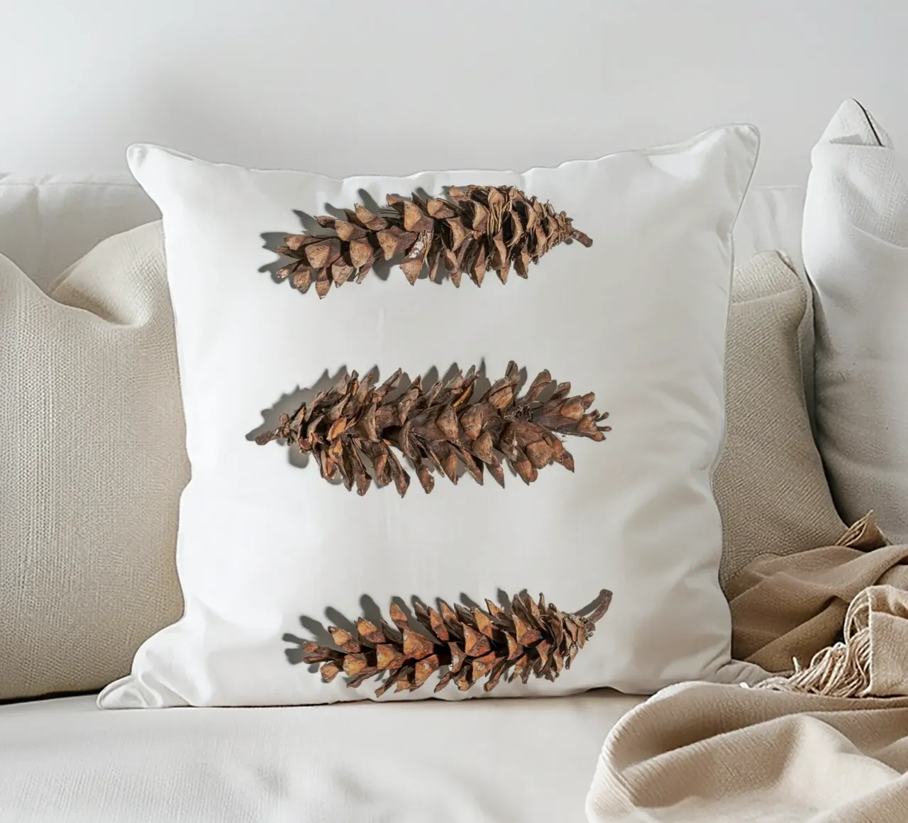 Pine cone art - Minimalist nature design decorative cushion by Whole©