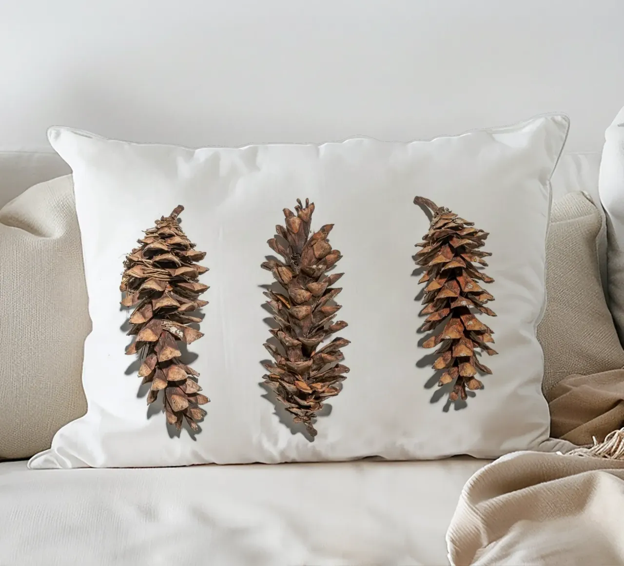 Pine cone art - Minimalist nature design decorative cushion by Whole©
