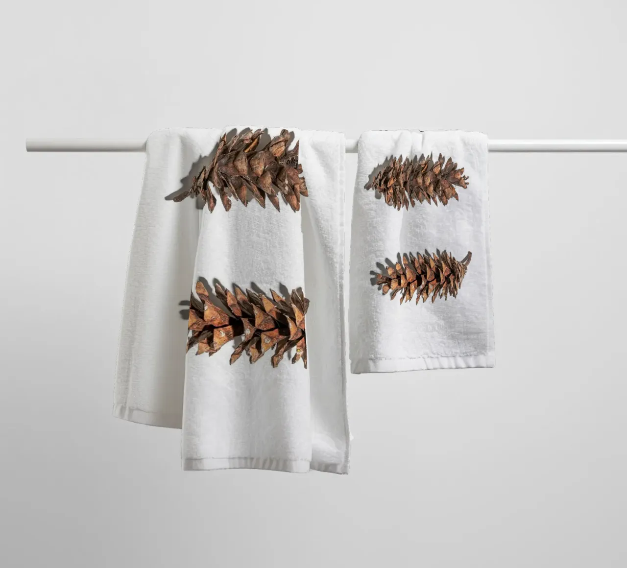 Pine cone art - Minimalist nature design towel by Whole©