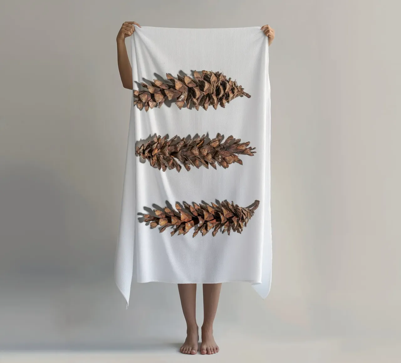 Pine cone art - Minimalist nature design beach towel by Whole©
