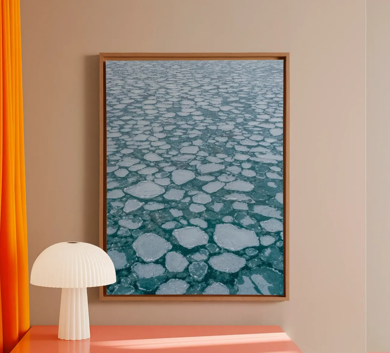Ice floe pattern - Winter water aesthetics canvas with Floater frame by Whole©