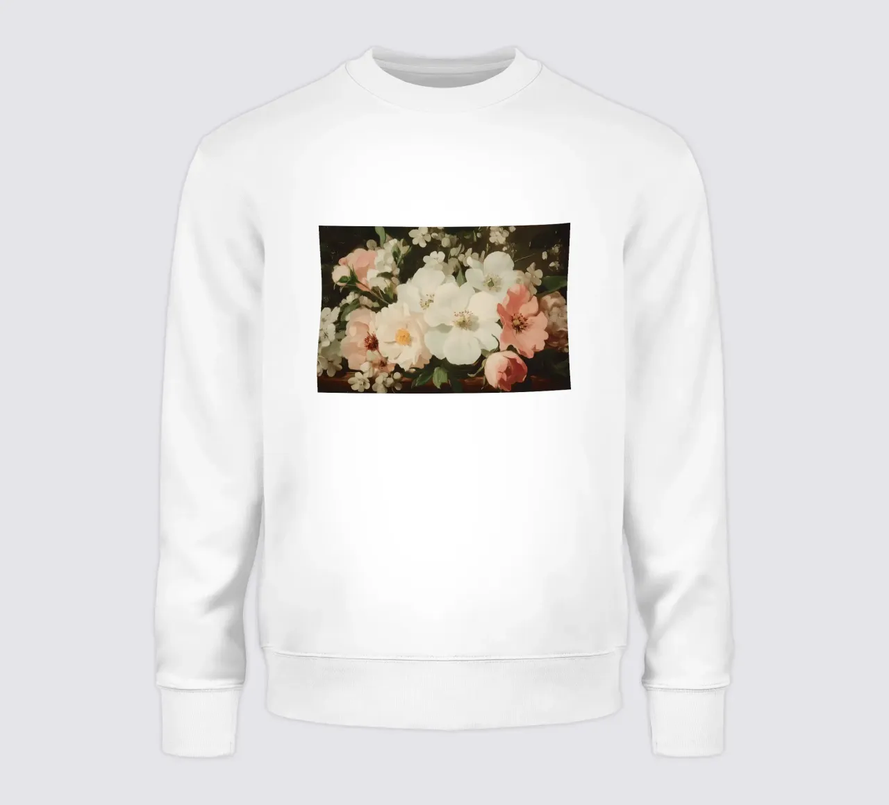 Vibrante floreale con fiori bianchi e rosa felpa da Melloi Art Print