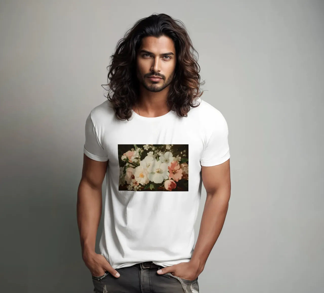 Vibrant Floral with White and Pink Blossoms t-shirt by Melloi Art Print
