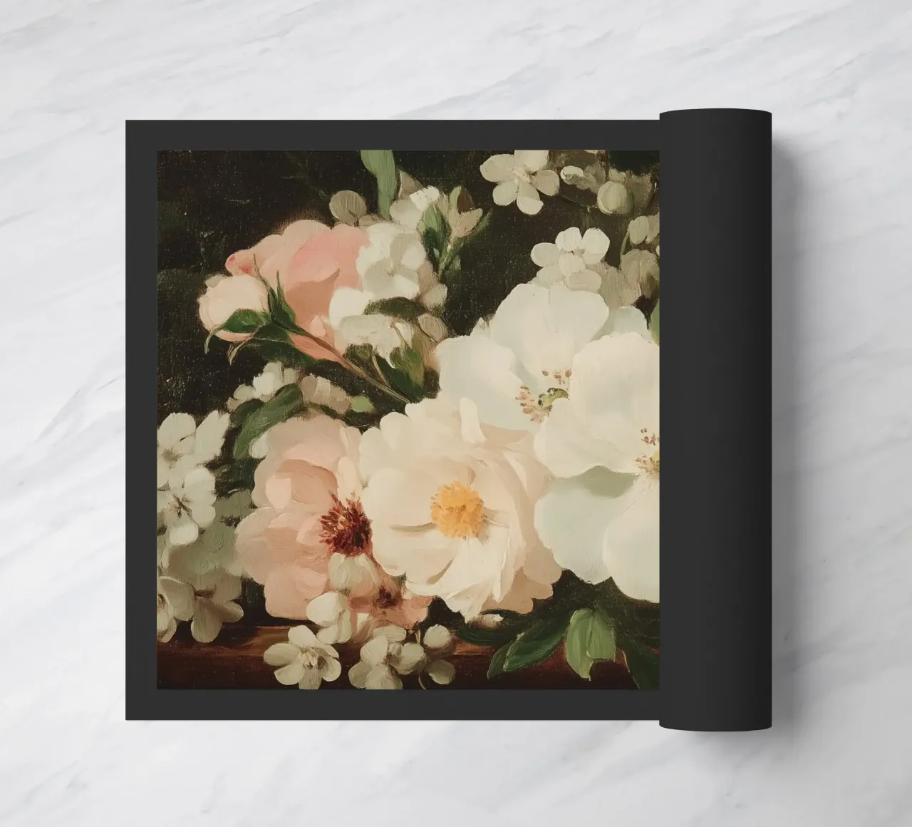 Vibrante floreale con fiori bianchi e rosa zerbino da Melloi Art Print