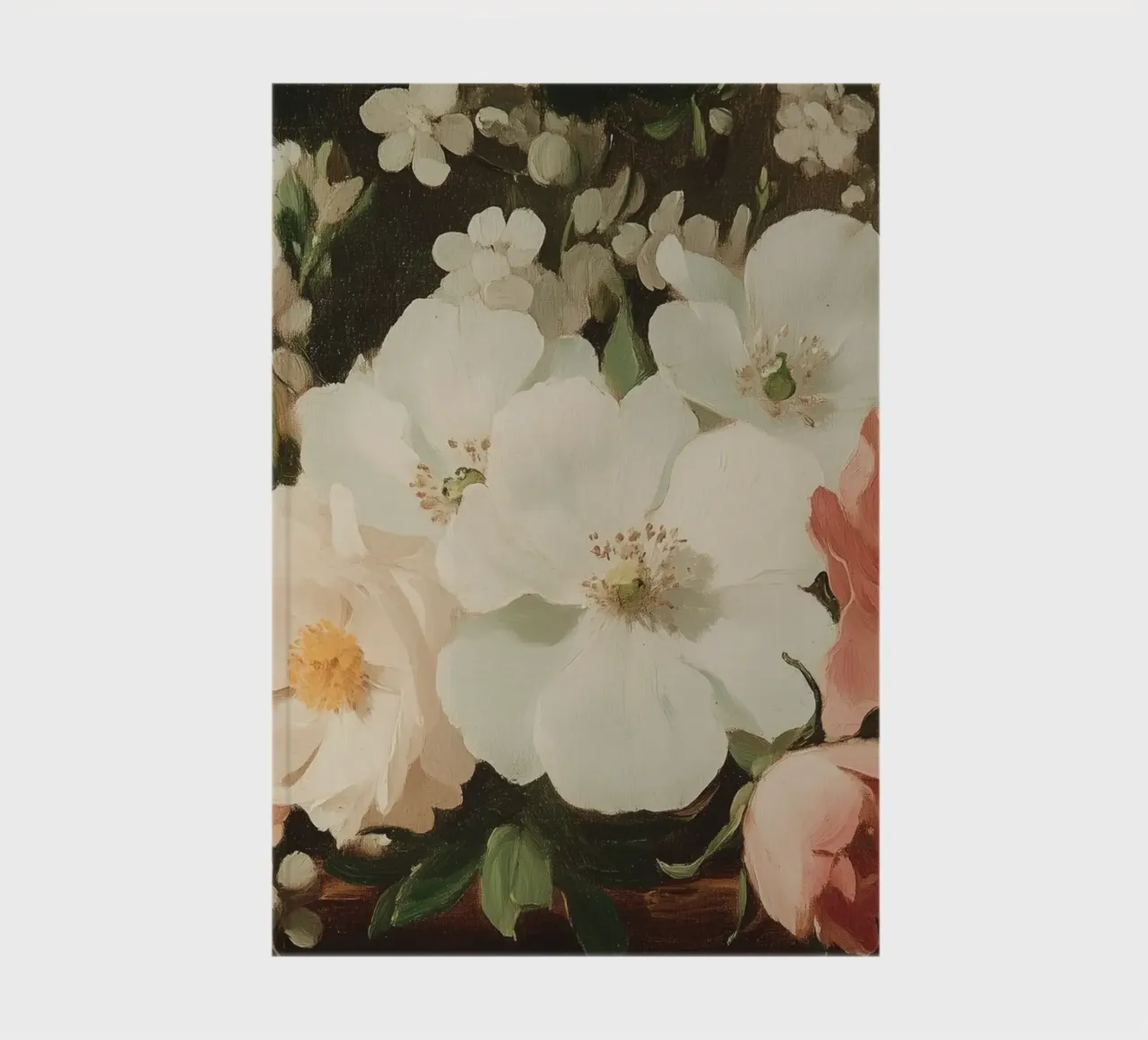 Vibrant Floral with White and Pink Blossoms notebook by Melloi Art Print