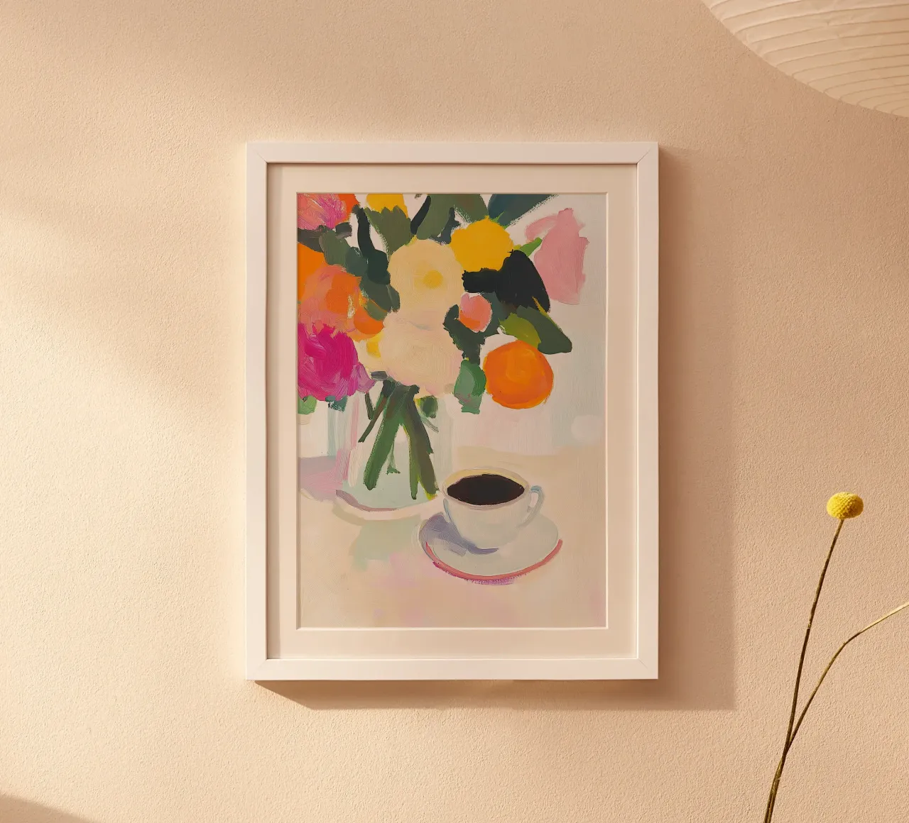 Natura morta caffè fiori fauvismo arte moderna naïf carta hahnemühle da Euphoria Theresa