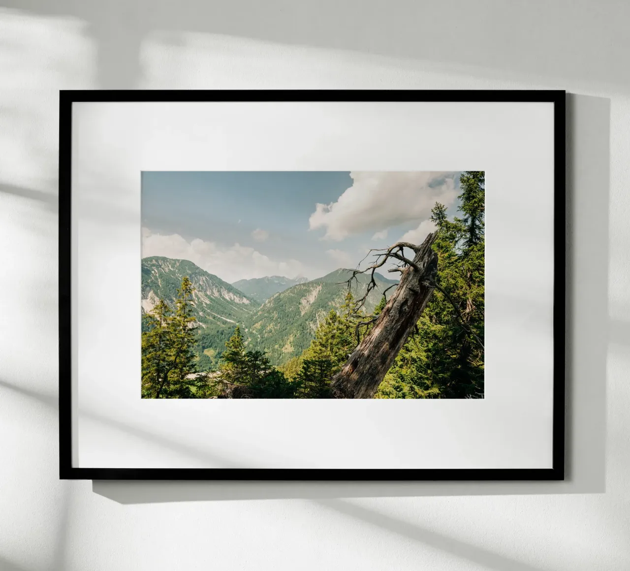 Summery Alpine landscape - views of mountains and forests poster by Bold and Retro