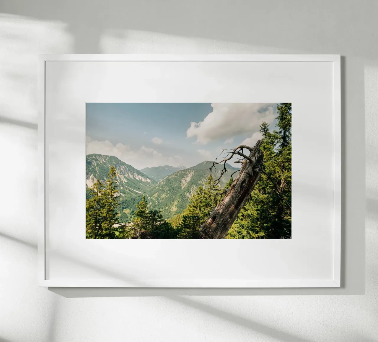 Summery Alpine landscape - views of mountains and forests poster by Bold and Retro
