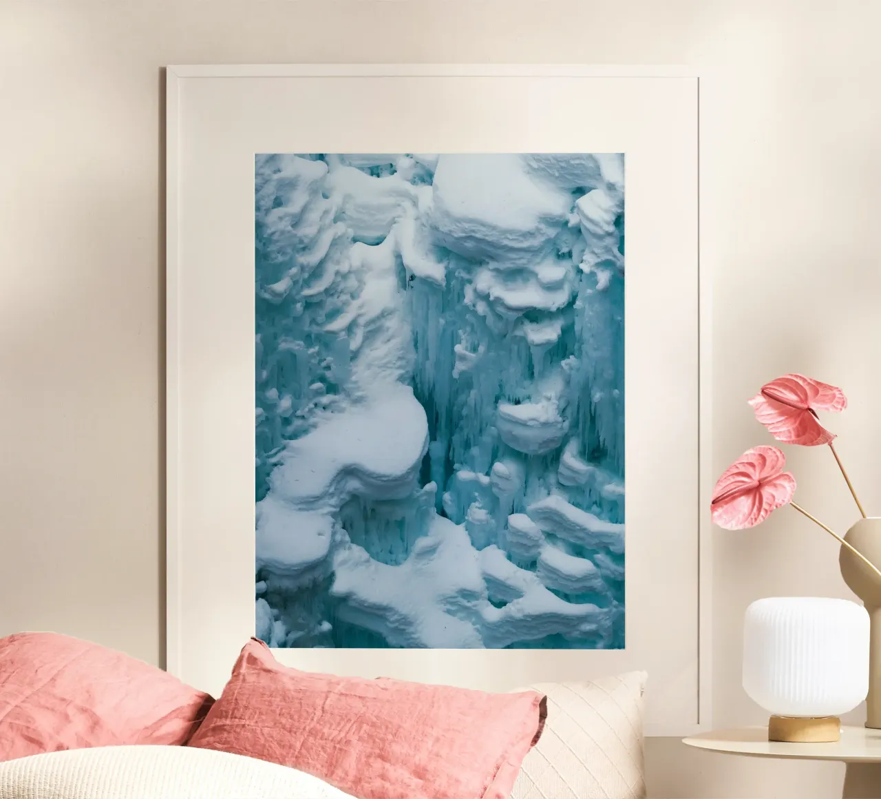 Arte delle formazioni di ghiaccio - Strutture invernali poster con telaio in legno da Whole©