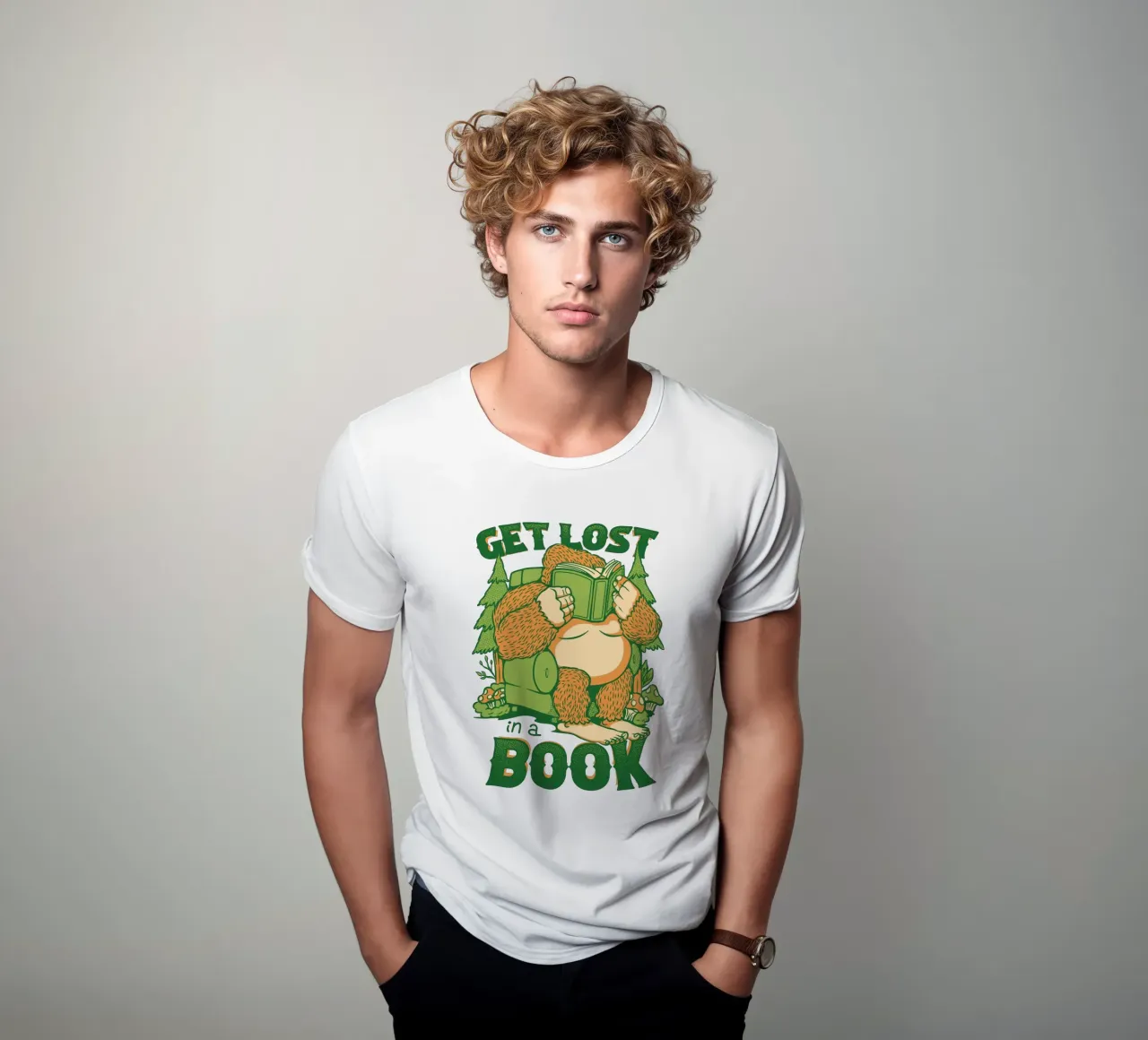 Get Lost - In a book Sasquatch t-shirt by Tobe Fonseca