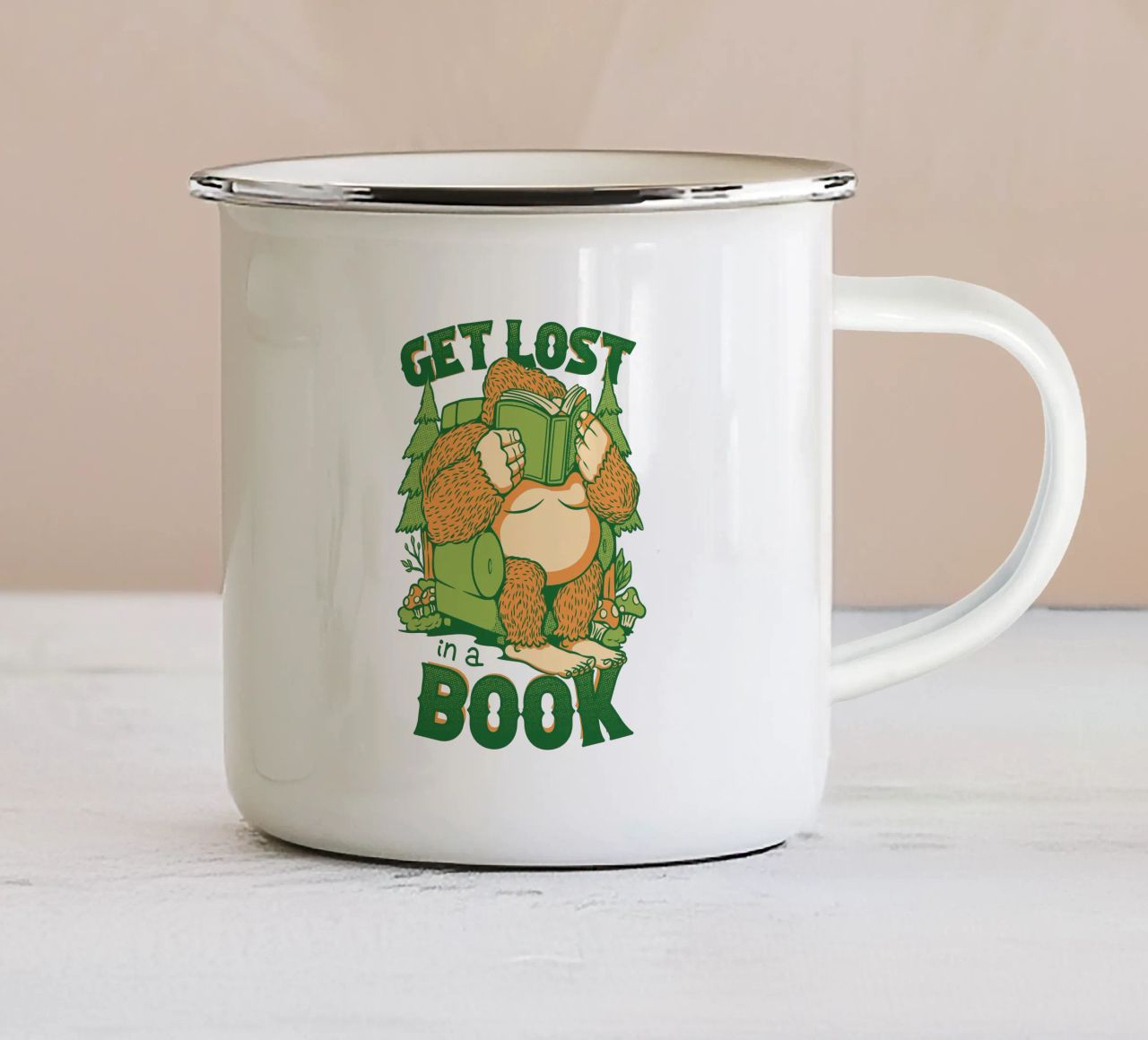 Perdersi - In un libro Sasquatch tazza in smalto da Tobe Fonseca