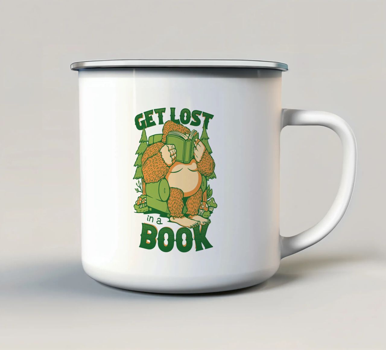 Perdersi - In un libro Sasquatch tazza in smalto da Tobe Fonseca