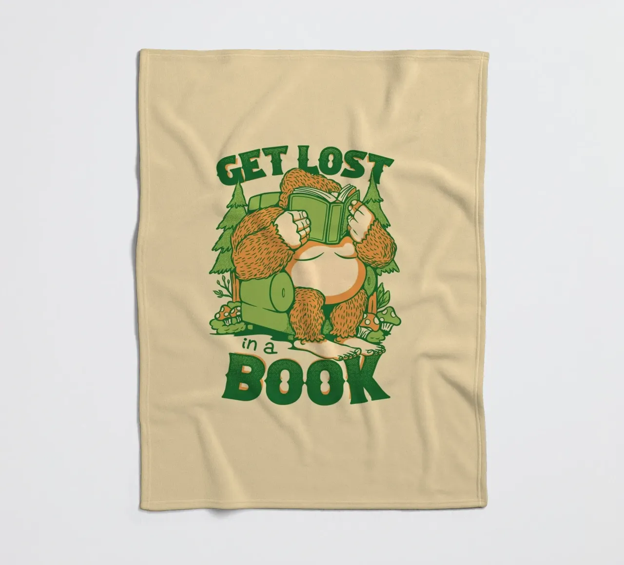 Get Lost - In a book Sasquatch fleece blanket by Tobe Fonseca