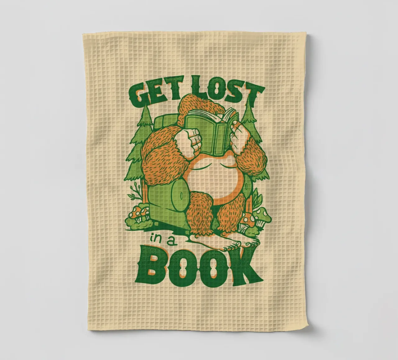 Get Lost - En un libro Sasquatch paño de cocina de Tobe Fonseca