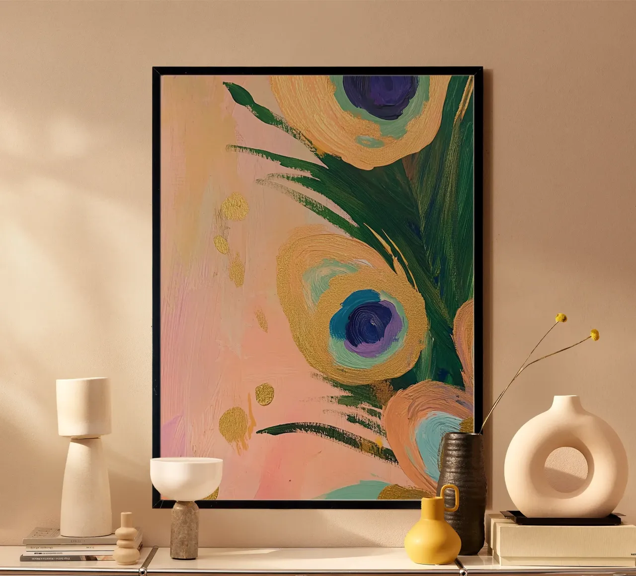 Piume di pavone poster con telaio in alluminio da Euphoria Theresa