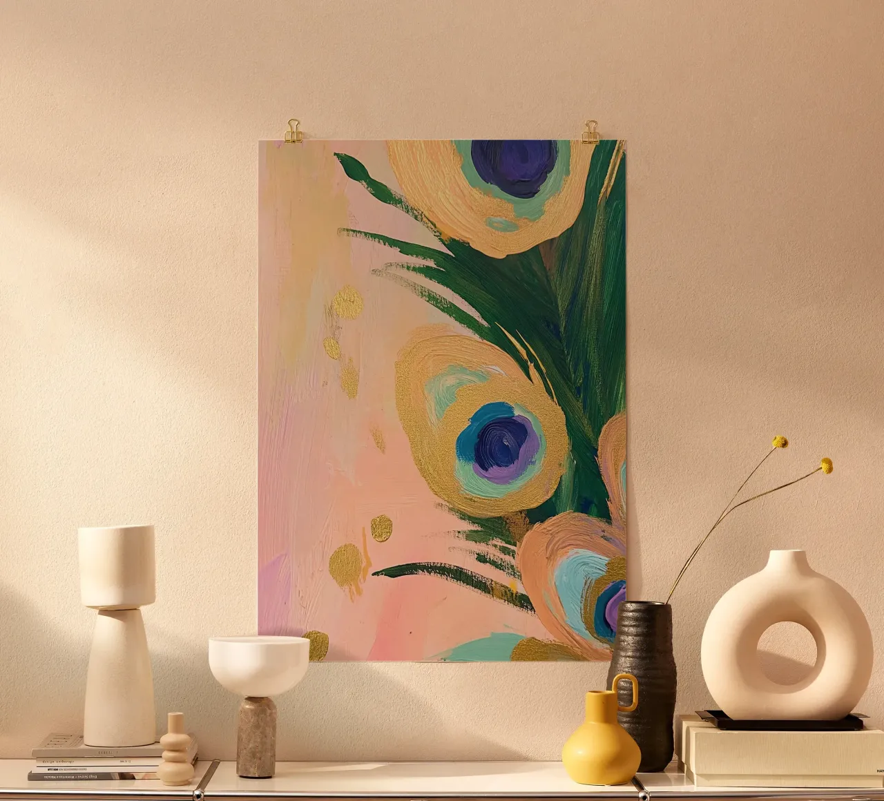 Piume di pavone poster con telaio in alluminio da Euphoria Theresa