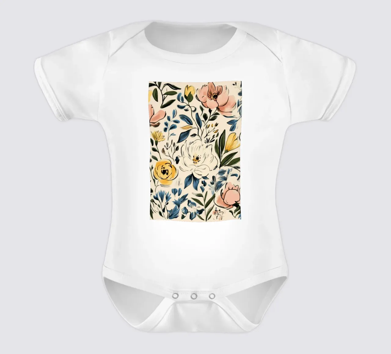 Colorful Floral Pattern short-sleeve baby romper by Melloi Art Print