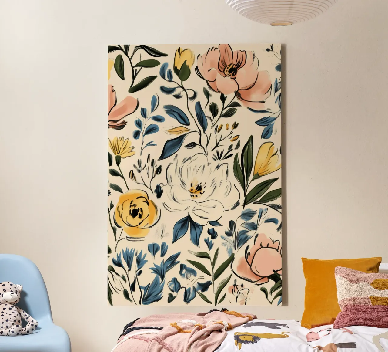Colorful Floral Pattern canvas by Melloi Art Print