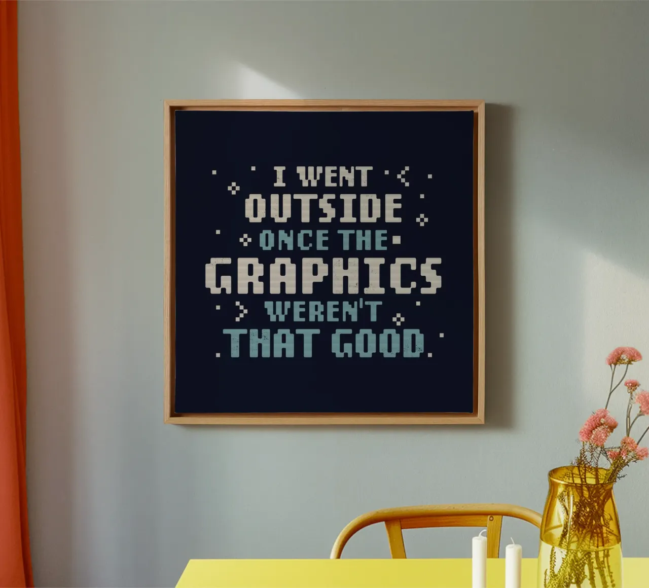 Ik ging een keer naar buiten De graphics waren niet zo goed canvas met Baklijst van Tobe Fonseca