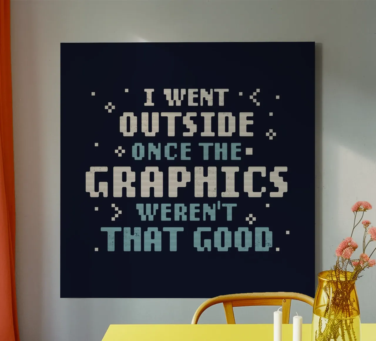Ik ging een keer naar buiten De graphics waren niet zo goed canvas met Baklijst van Tobe Fonseca