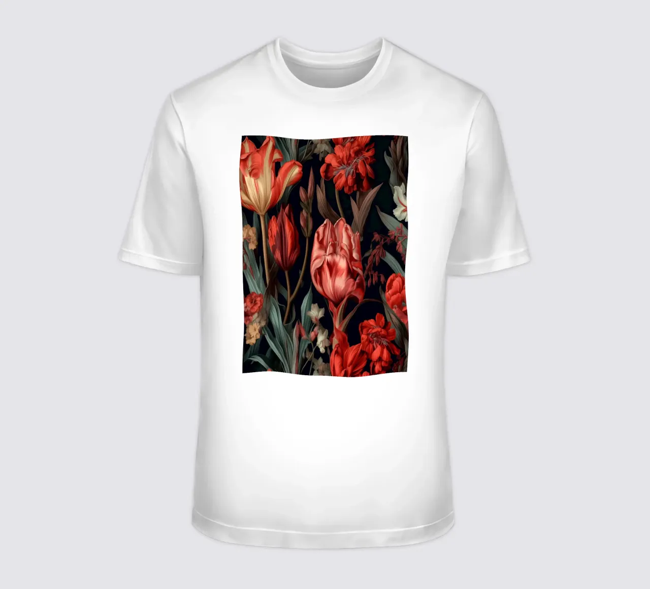 Red tulips flowers t-shirt by Justyna Jaszke JBJart