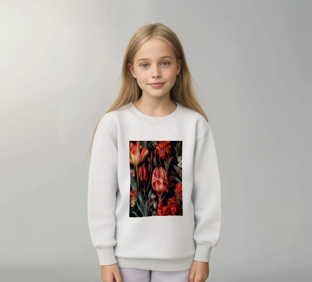Fiori di tulipani rossi felpa bambino da Justyna Jaszke JBJart